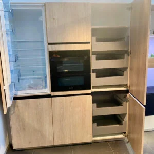 hoekkeuken, antraciet, modern, showroommodel